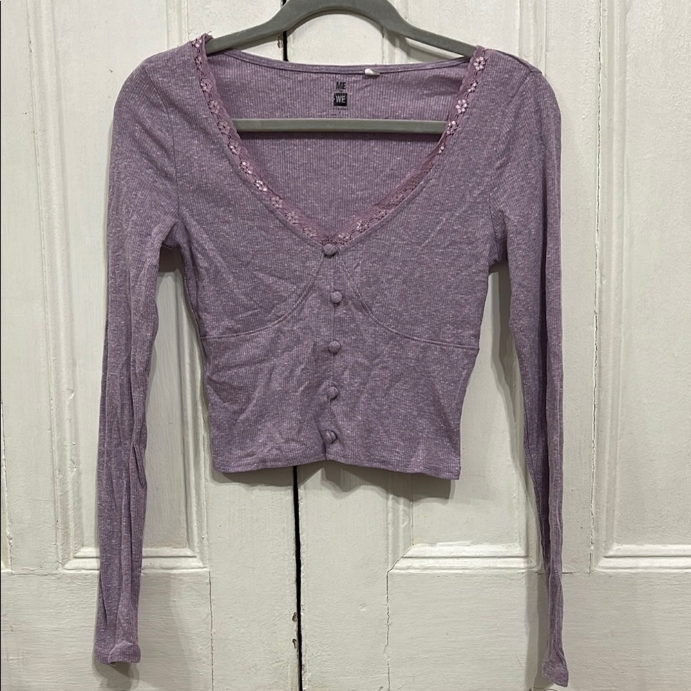 PacSun Purple Long Sleeve Button-Up Top size S